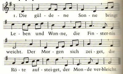 Die güldene Sonne (EG 444): Die Melodie von Arnd Pohlmann können Sie mit Klick auf das Bild in einem neuen Fenster hören. 
