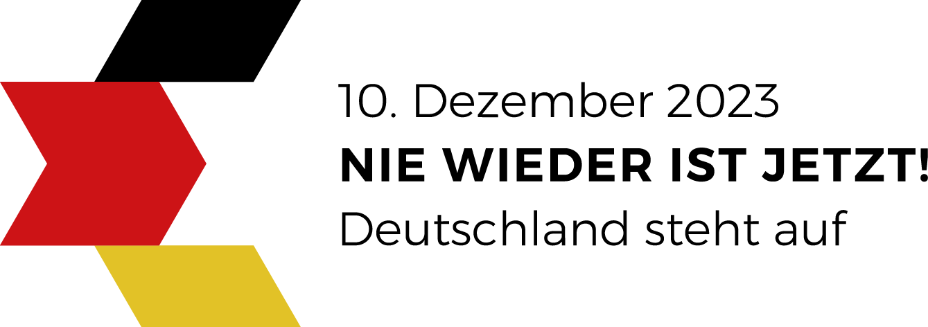 Logo der Slidaritätsveranstaltung am 10. Dezember 2023: niewiederistjetzt.de