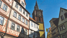 Stadtansicht von Wertheim mit Stiftskirche. Bild von Siddhartha-Finner/Wikipedia