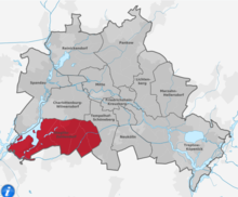 Bezirke von Berlin. Rot Steglitz-Zehlendorf. Bild aus Wikipedia User TUBS