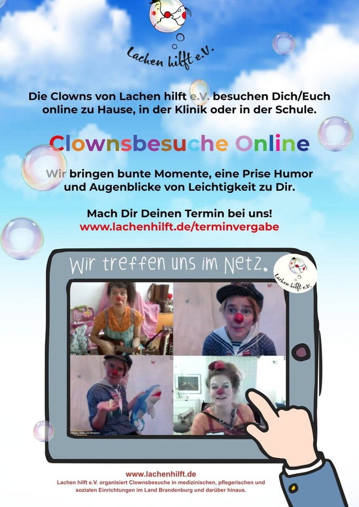 Clowns online | Plakat zur Aktion von Lachen hilft e. V.