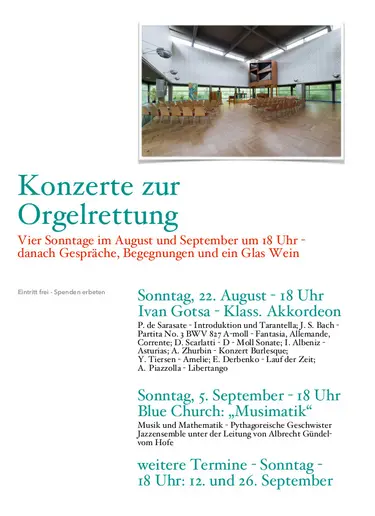 Benefizkonzert Übersicht August/September 2021 Plakat mit einem Klick hochladbar. 