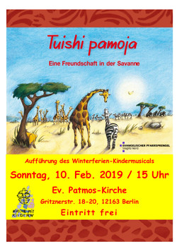Tuishi pamona Plakat zum Kindermusiacal in den Winterferien 2019