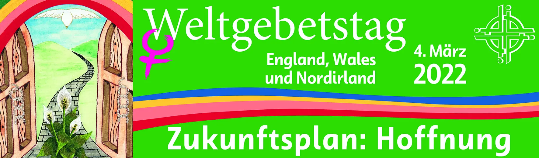 Zukunftsplan: Hoffnung - Gottesdienst zum Weltgebetstag der Frauen aus England, Wales und Nordirland. Im Fokus steht ein Vers aus dem Buch Jeremia, der an die Israeliten im Exil gerichtet war: "Gott hat einen Plan für uns und der heißt Hoffnung!" (Jer 29,11). Hoffnung trotz auswegloser Situationen und ungezählter Absagen, das ist die Botschaft, die die weltweite Frauenökumene in die Welt tragen möchte.