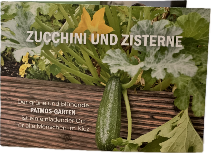 Cover des Flyers zum Kirchgeld 2024: Zisterne für den Patmos-Garten. Bild: Niklas Dörr.