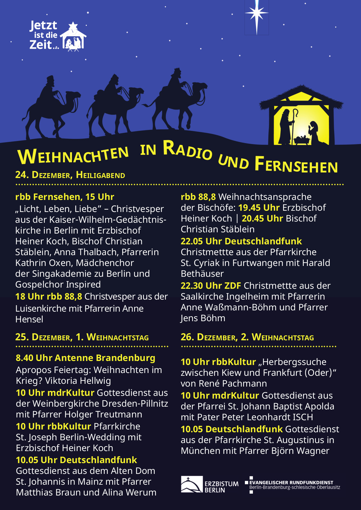 Weihnachten 2022 in Radio und Fernsehen