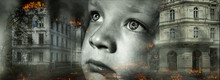 Symbolbild: Kind auf Bild in zerbombter Stadt. Ri-Ya/pixabay