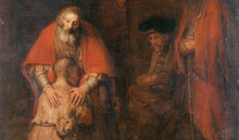Ausschnitt aus Gemälde von Rembrandt. Die Rückkehr des verlorenen Sohnes. Eremitage (St Petersburg)