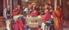 Lieblingsjünger hier im Beispiel beim Abendmahl auf Jesu Schoß sitzend (Hans Schäufelin, 1515).