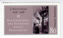 50. Jahrestag der Reichspogromnacht (9. November 1938): Briefmarke der Deutschen Bundespost, 1988